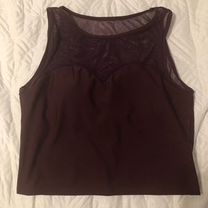 Kortni Jeane Eggplant Netted Sweetheart Top